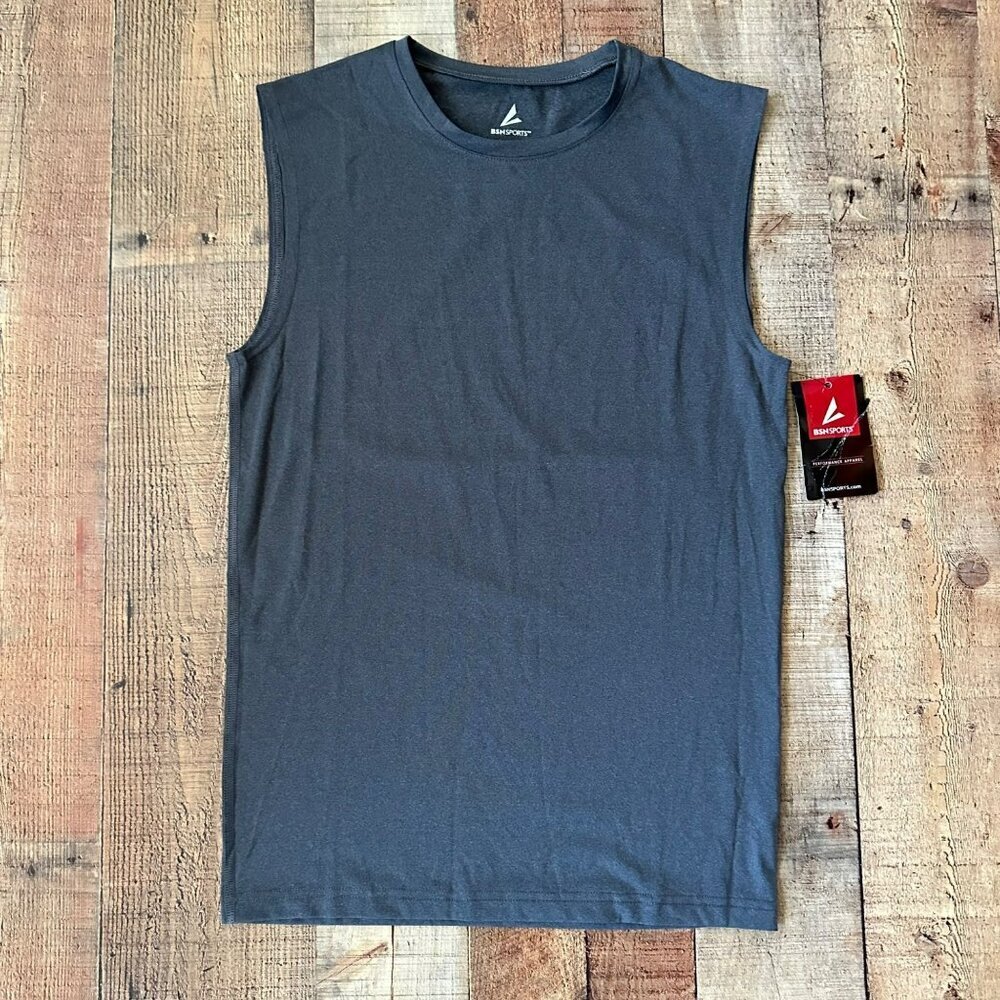 BSN Sports Mens Sleeveless Performance Apparel Tank Top Large Gray Spandex